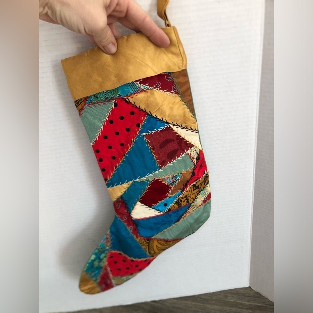 Hand Made Patchwork Holiday Stocking - Picture 3 of 10